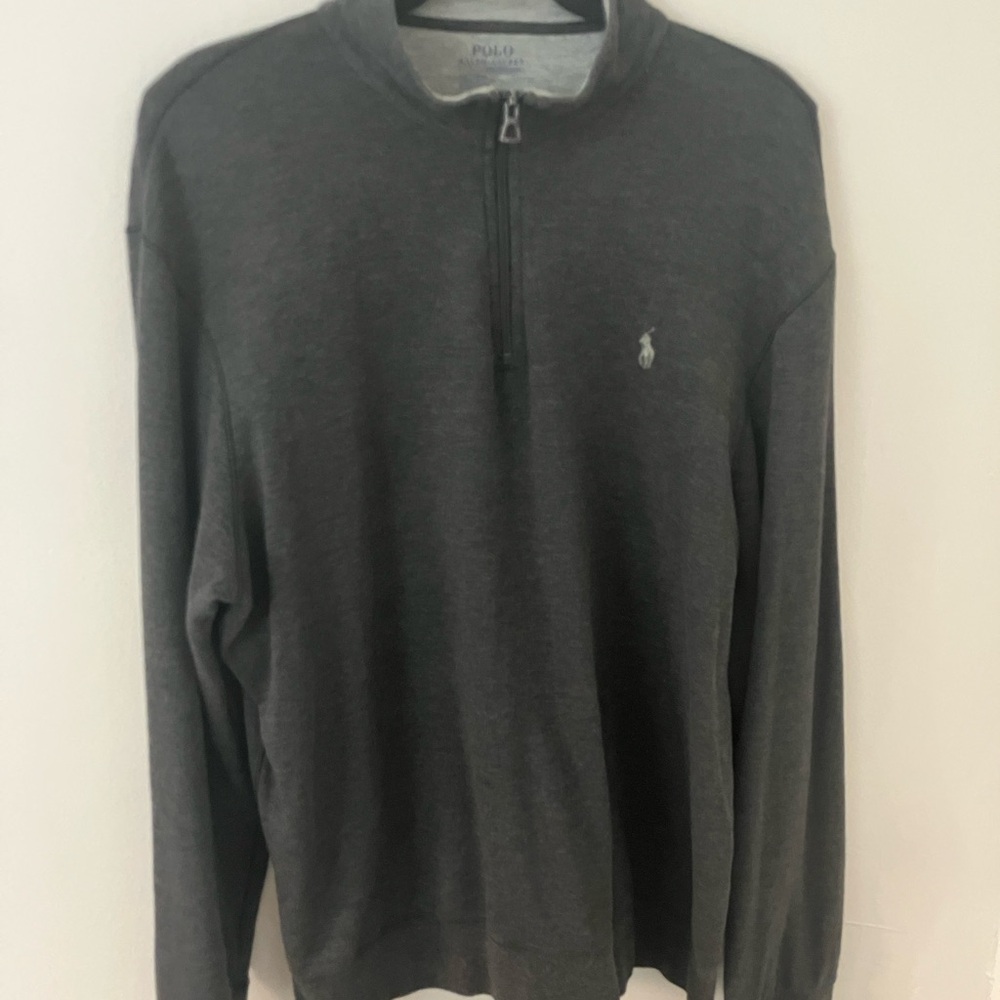 Polo by Ralph Lauren Men's Charcoal Gray Half-Zip Sweater, Men’s L